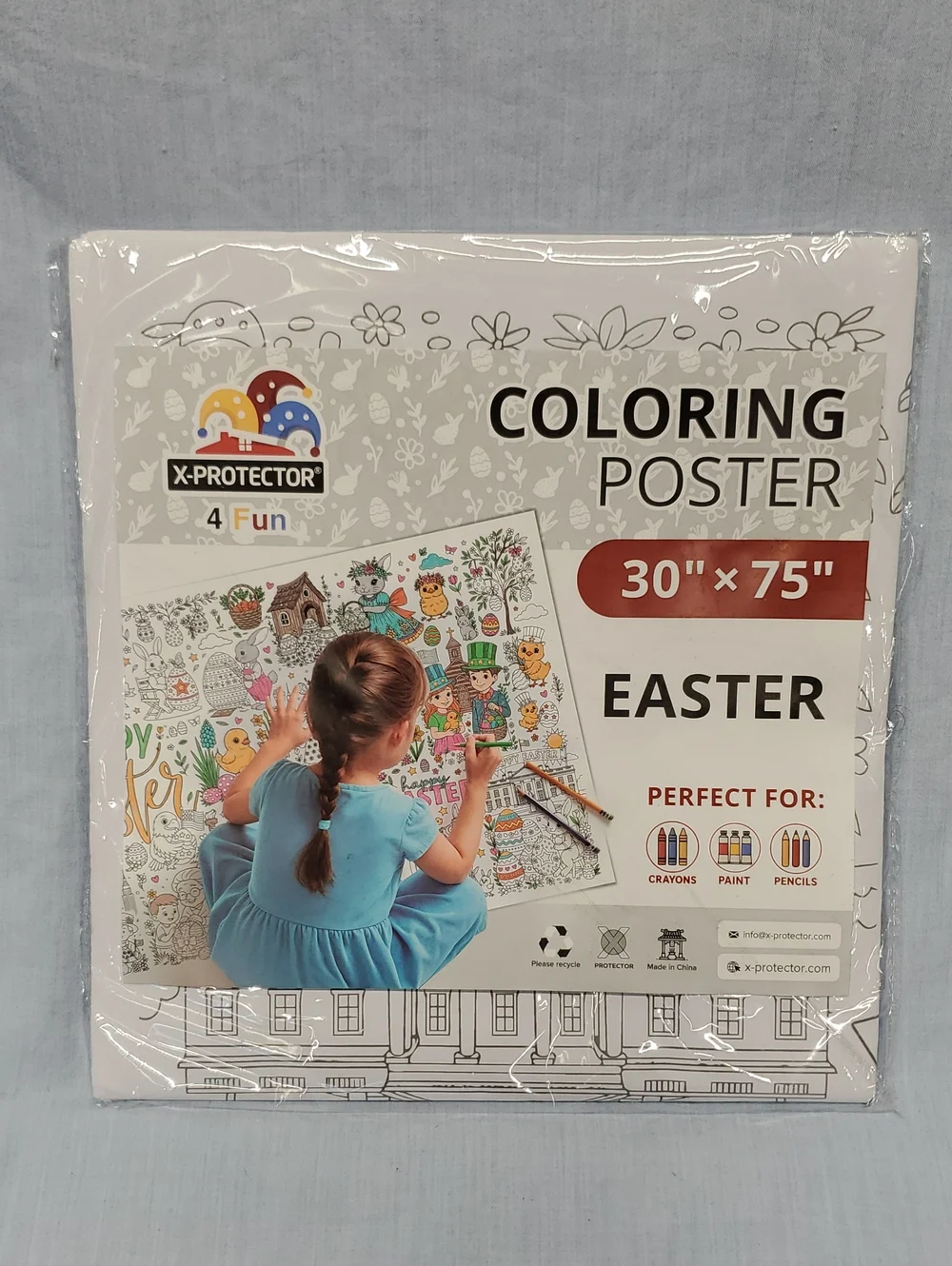 Easter Coloring Poster - White & Multicolor
